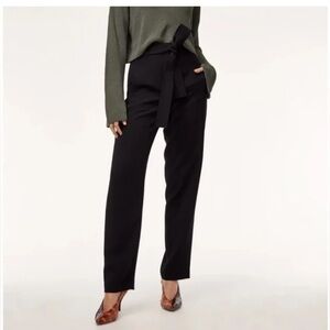 Aritzia Wilfred Tie Front Jallade High-Waisted Belted Crepe Pants in Black 0